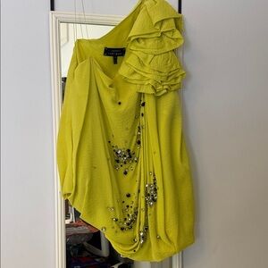 Yellow One-Shoulder top with Embellishments